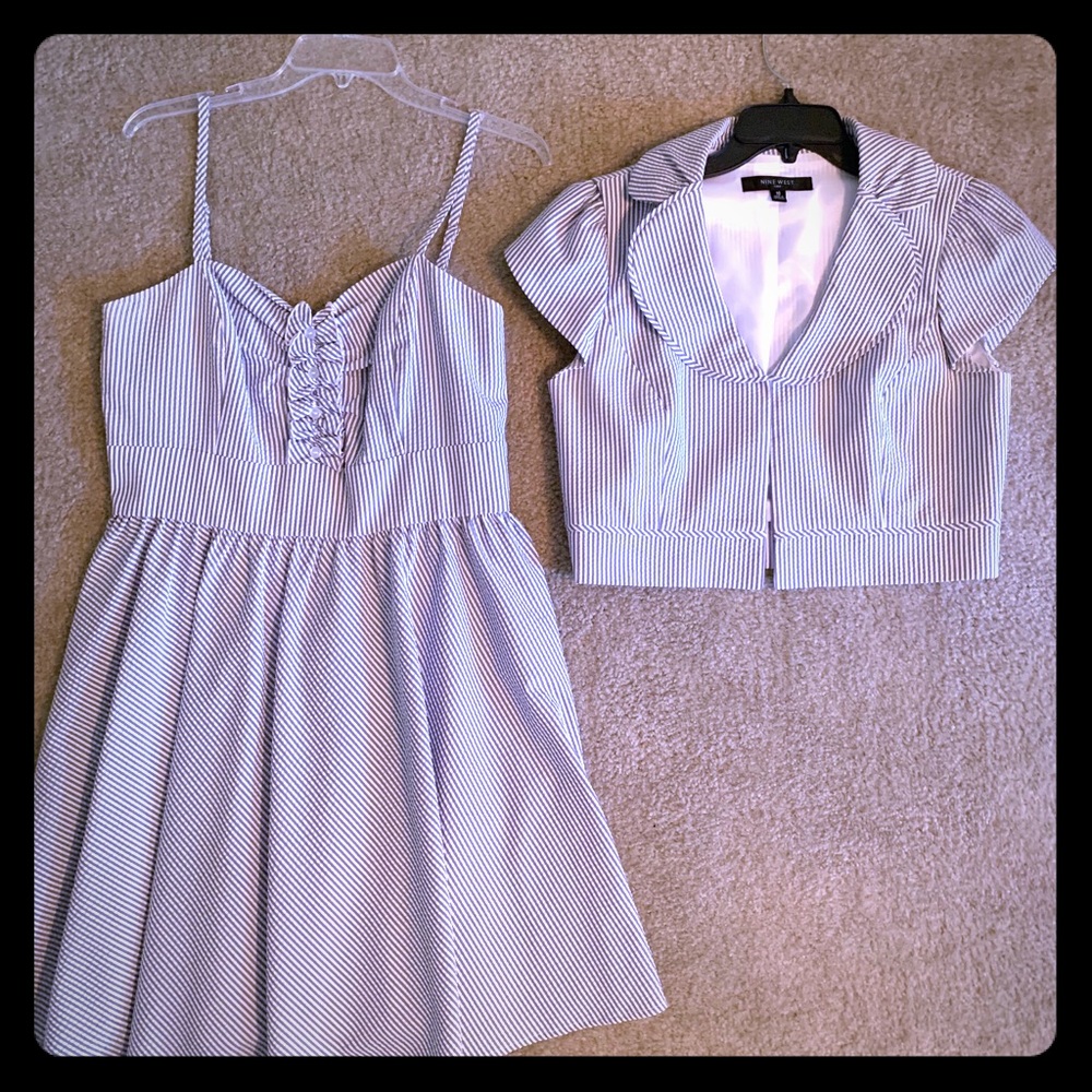 Nine West Seersucker Dress with Jacket